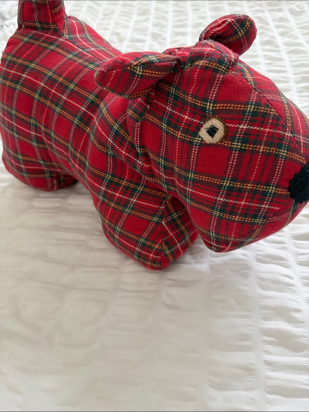 Baby GAP Red Tartan Plaid Dog Stuffy Toy.
